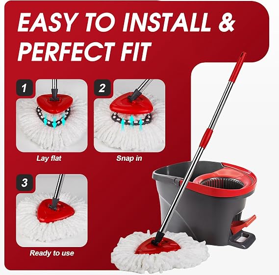 4 Pack Spin Mop Refills, 100% Microfiber Spin Mop Replacement Head