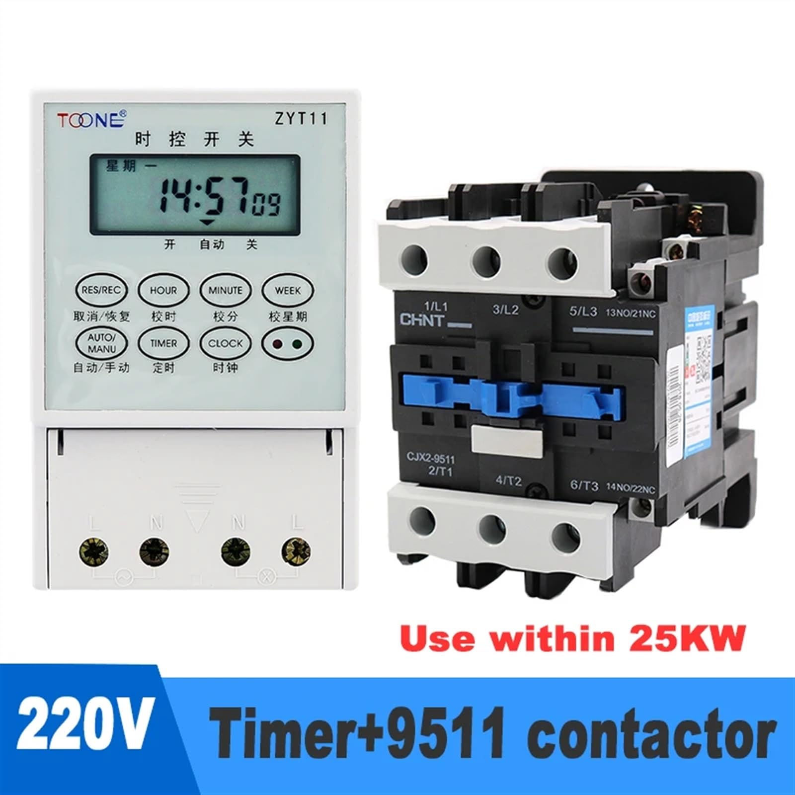 Biały przełącznik czasowy 220 V/25 A cyfrowy tygodniowy zegar ze stycznikami 1/3 kroki wyświetlacz LCD 1 min~168 h montaż na szynie DIN Blackout(Timer 9511 licznik)