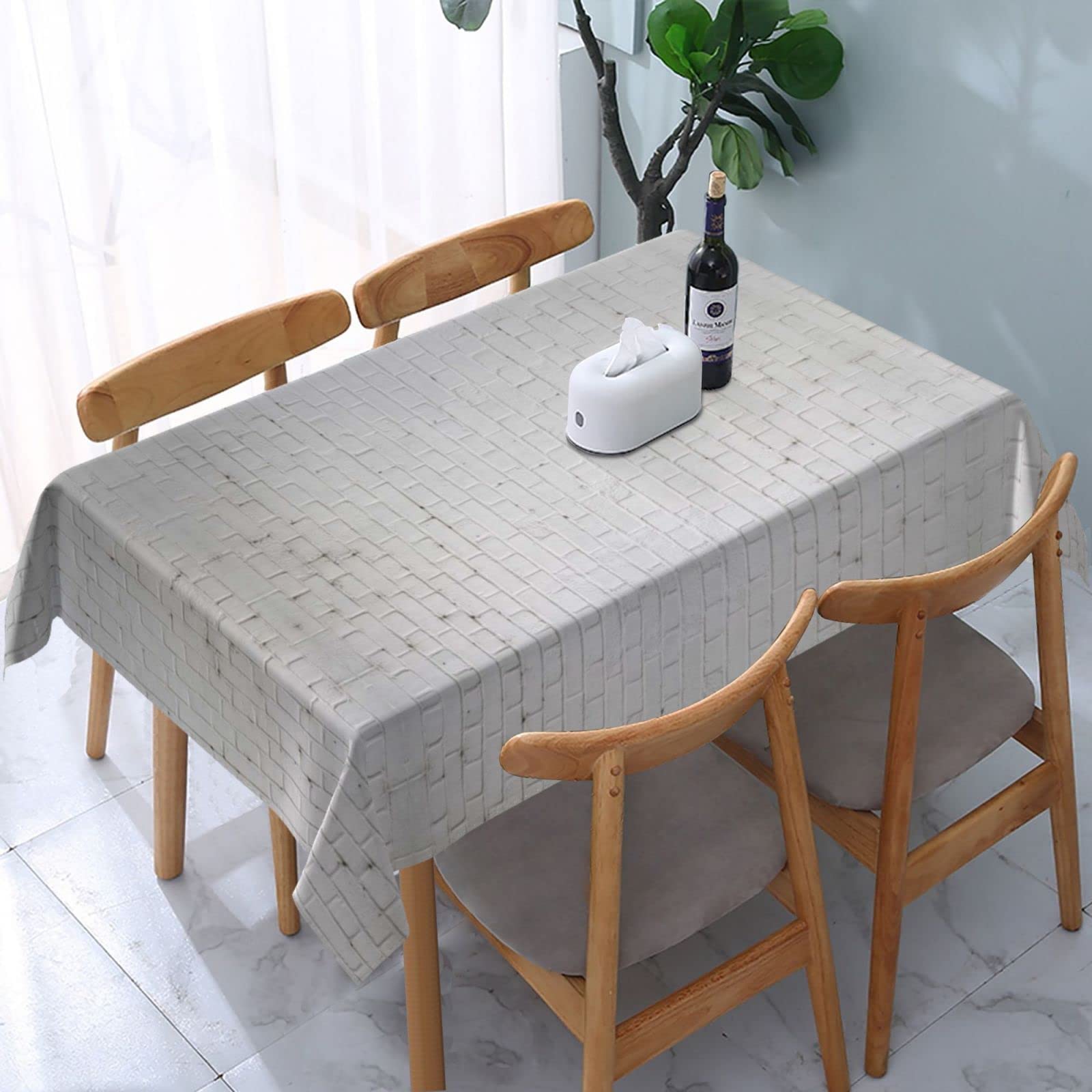 Nappe brique blanche rectangulaire imperméable 137x183 nappe de table extérieur