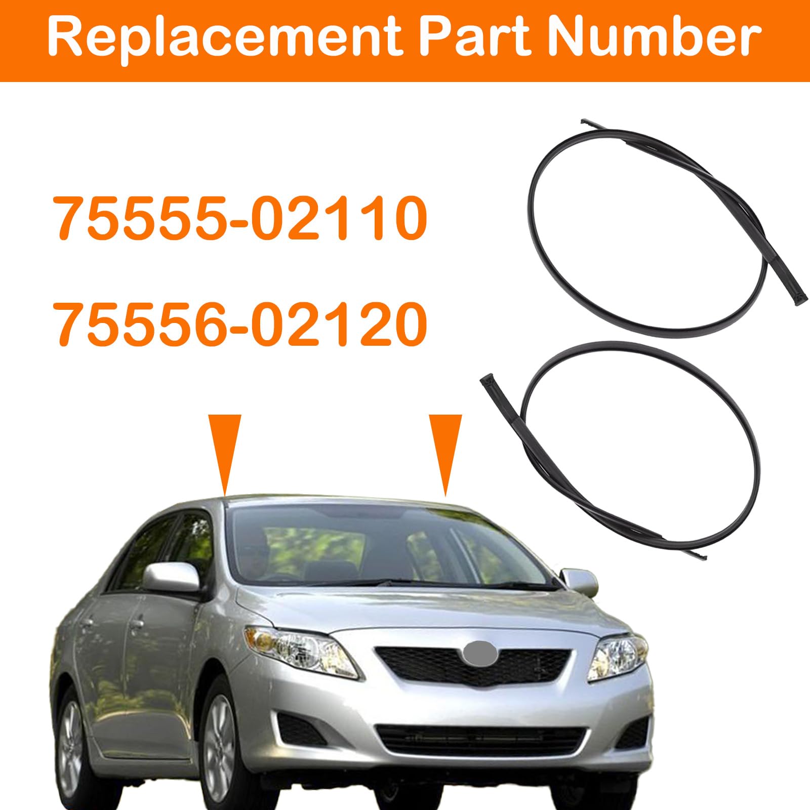 Auto accessoires paar dak dak druppel vormtrim links rechts 75555-02110 75556-02120 for Toyota Corolla ZRE15 2007-2013