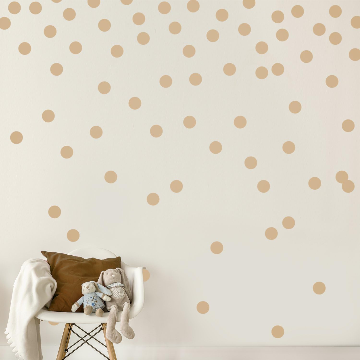 Easy Peel + Stick Gold Wall Decal Dots - 2 Inch (200 Decals) - Safe on Walls & Paint - Metallic Vinyl Polka Dot Decor - Round Circle Art Glitter Stickers - Large Paper Sheet Baby Nursery Room Set