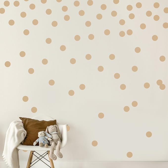Light Brown Wall Decal Dots (200 Decals) Easy Peel