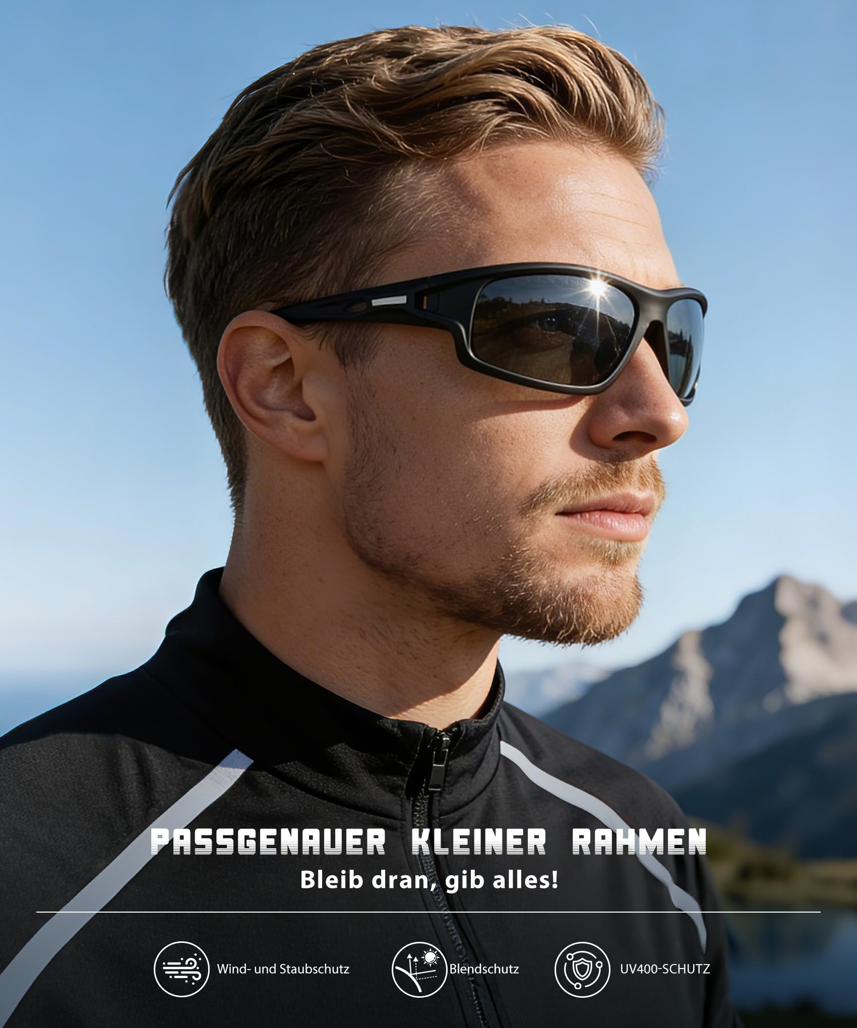 HENGOSEN Occhiali da sole sportivi uomo donna occhiali da sole polarizzati occhiali sportivi uomo: Sunglasses UV400 protezione pesca corsa