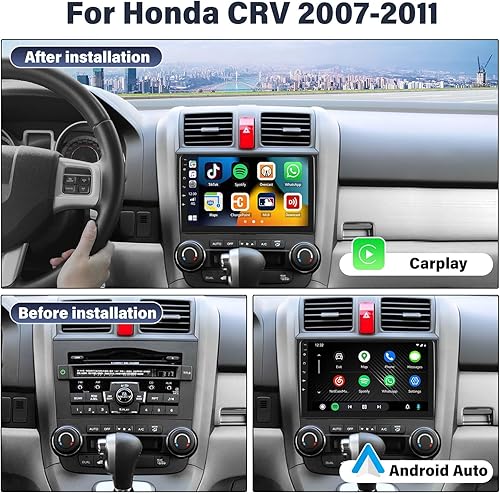 Miniatura 2 de Radio de coche Android 2G+64G estéreo para Honda CRV 2007-2011 inalámbrico Apple CarPlay Android Auto Bluetooth 9 pulgadas pantalla táctil