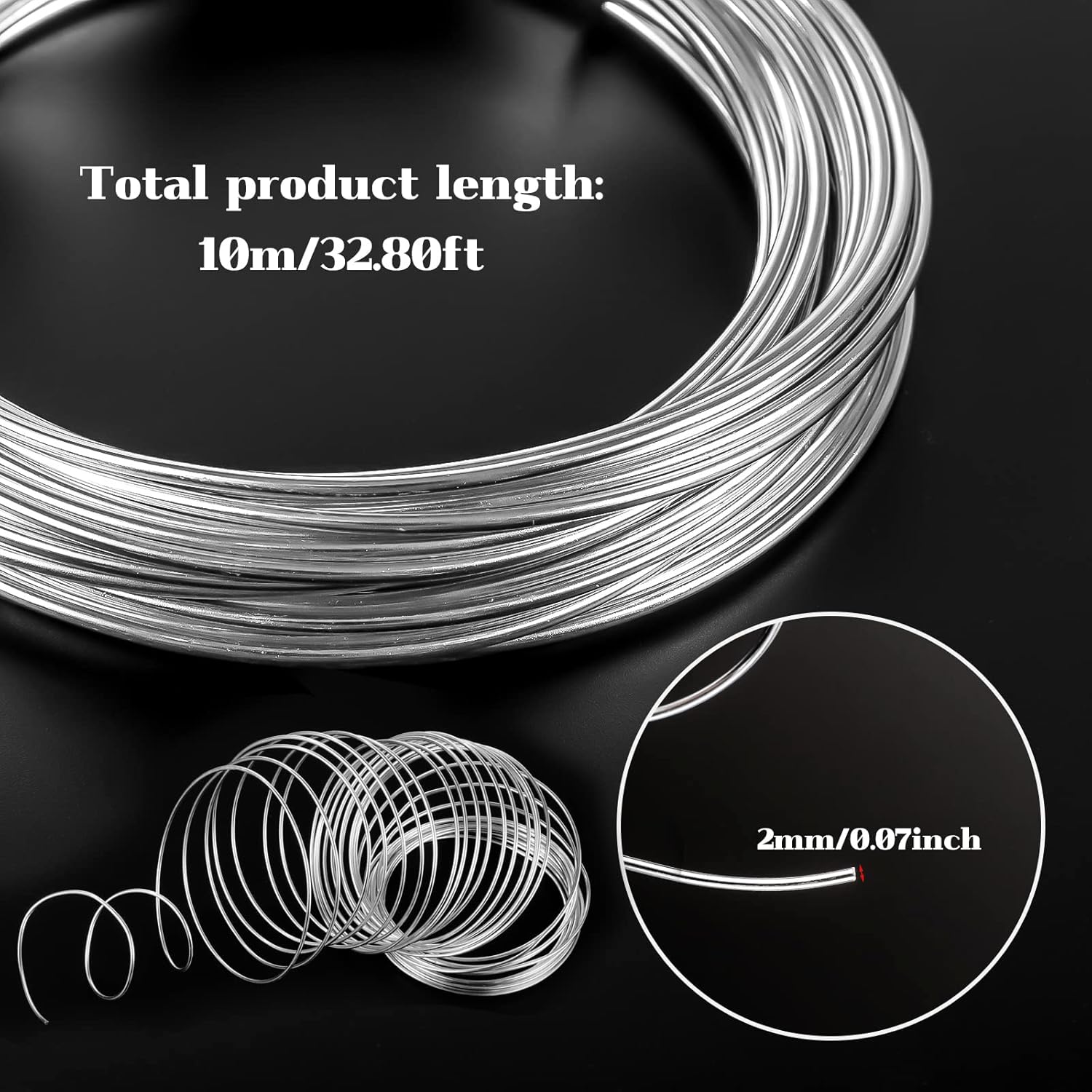 12 Gauge Craft Wire, 66 Feet Aluminum Wire Bendable Metal Crafting Wire