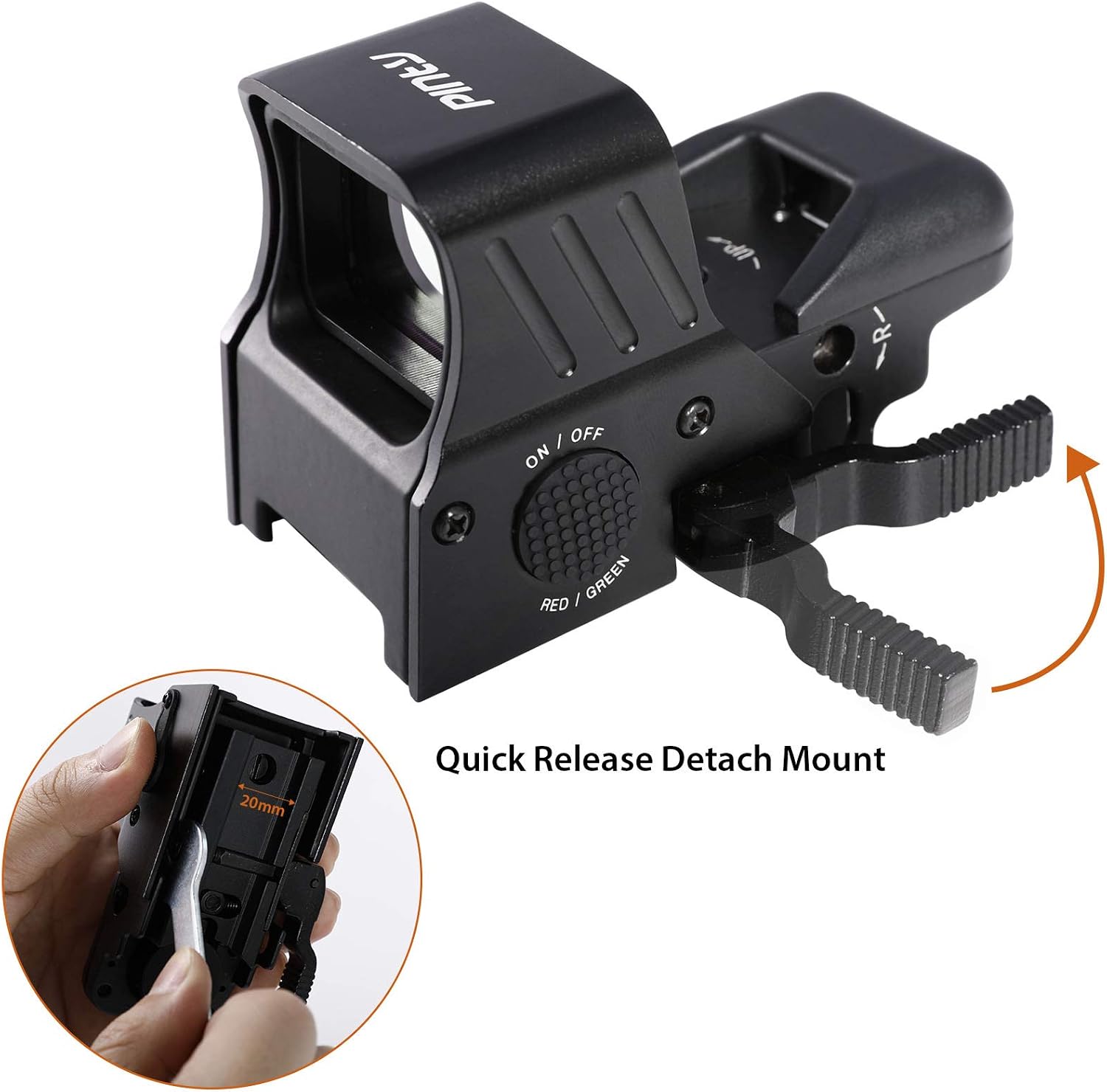 Pinty 1x22x33 Reflex Sight Red Dot Sight with 4 Reticles, QD Quick Release Mount