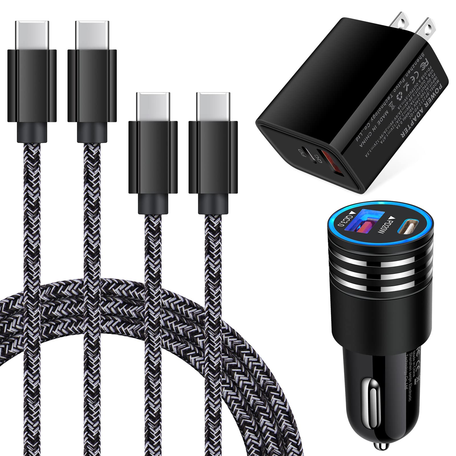 Android Type C Samsung Fast Charger for Samsung Galaxy S23 S23+ S23 Ultra A14 A54 S22 S22+ S22 Ultra S21fe A53 5G A13 A23 A03S S20 Z Fold5 Z Flip5, 20W Fast USB C Wall Car Charger 6ft C Charger Cable