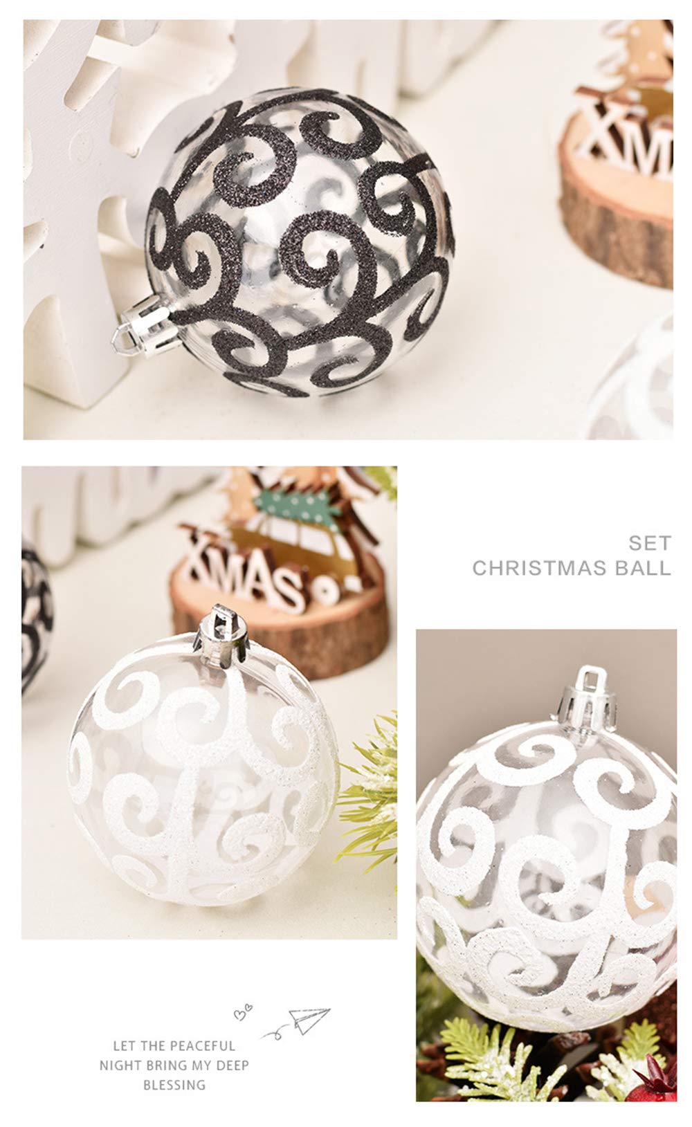 Weihnachtsbaum-Dekorationskugel-Set, transparente Weihnachtskugeln, Familienfest, Hochzeit, Zusammenkünfte, Dekoration, bruchsicher, 6 cm, 5 Stück