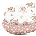 Gllquen Baby Bassinet Sheets Set 2-Pack, Breathable Cozy Bassinet Fitted Sheet Universal Fit Standard Mattress Oval Rectangle Cradle Baby Sheets for Baby Boy Girls Unisex 32x16(Lily)