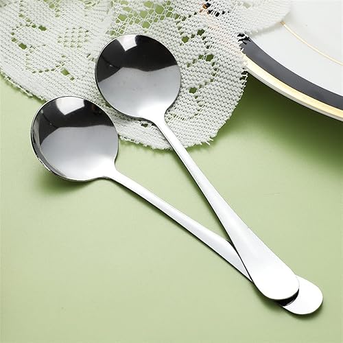 2 cucharas plateadas cuchara de cocina cuchara de postre de mango largo cuchara de helado cuchara de mezcla de café cuchara de acero inoxidable