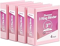 Vista 8 de SUNEE Carpeta de 3 anillos de 1/2 pulgada, paquete de 4 carpetas transparentes de media pulgada con vista, tres anillos de 0.5 pulgadas, sin PVC