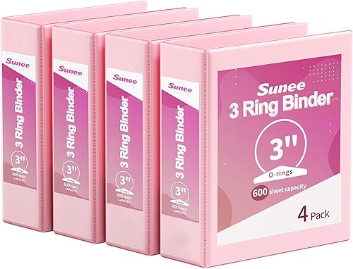Miniatura 8 de SUNEE Carpeta de 3 anillos de 1/2 pulgada, paquete de 4 carpetas transparentes de media pulgada con vista, tres anillos de 0.5 pulgadas, sin PVC