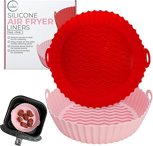 Paquete de 2 forros para freidora de aire, reutilizables, de silicona de grado alimenticio, cesta de silicona para freidora de aire sin BPA, apto