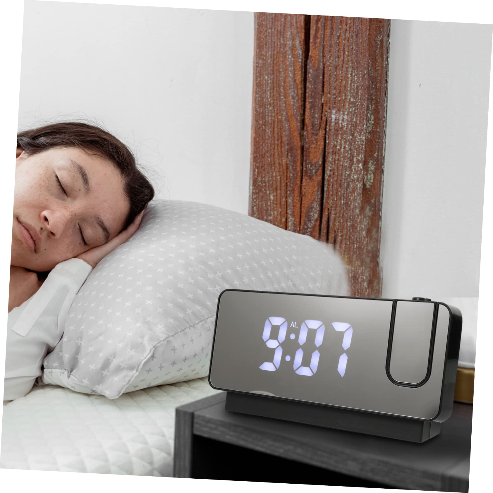 2sätze Projektionswecker Mit USB- Digitale Anzeige Einstellbare Helligkeit Für Schlafzimmer Und Büro Nachtlichtfunktion Stilvolles Design Für