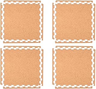 Displays2go Interlocking Cork Floor Tiles: 10' x 10' Area Puzzle Pieces ...