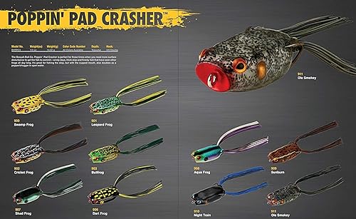 Miniatura 2 de BOOYAH Poppin' Pad Crasher Topwater Bass Fishing - Señuelo de rana de cuerpo hueco con ganchos sin malas hierbas
