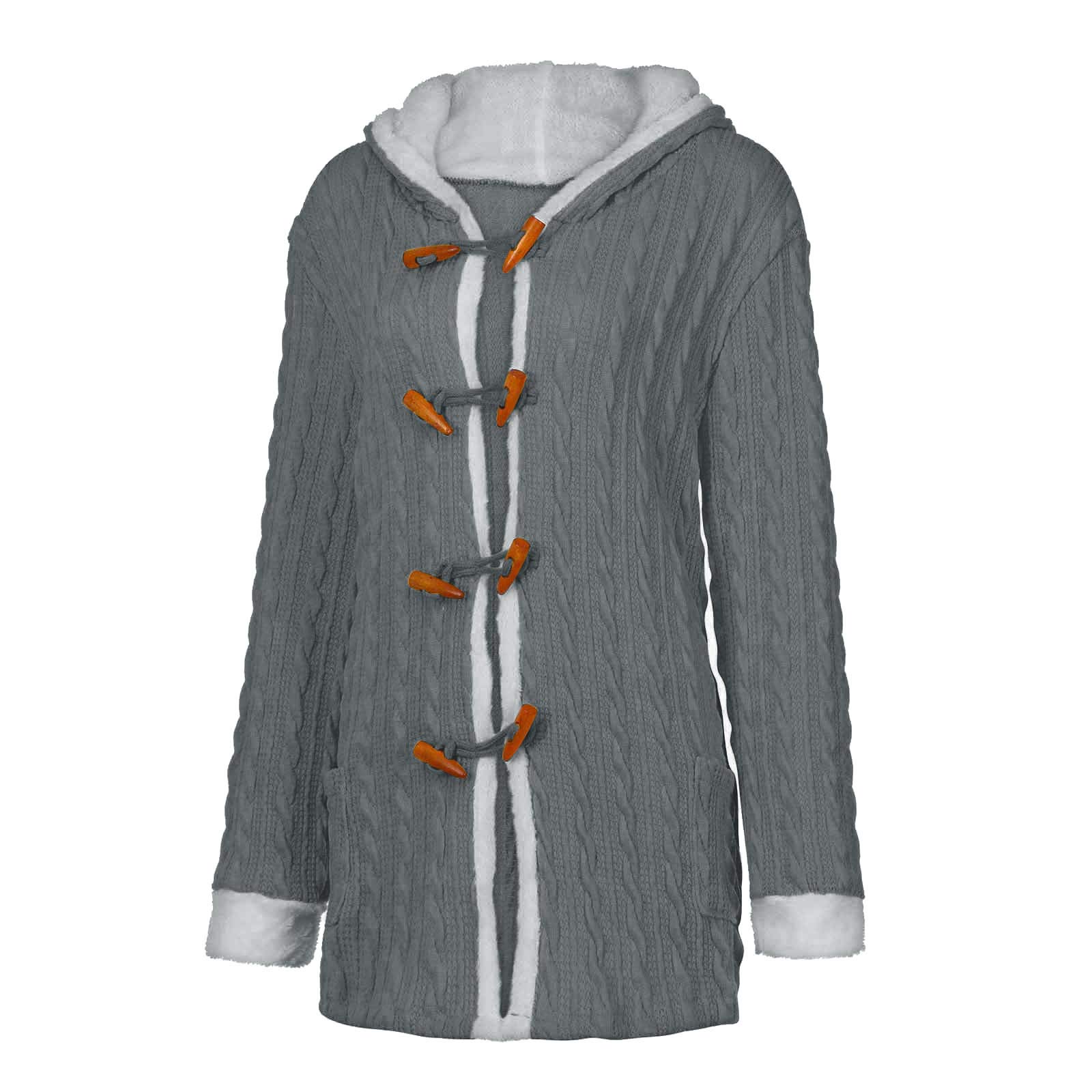 Elegante chaqueta de punto para mujer, de invierno, de punto largo, grueso, con capucha, cuello abierto