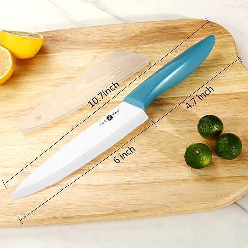 Miniatura 2 de Cuchillo de chef de cerámica, cuchillo de cocina de cerámica de 6 pulgadas con cubierta de funda, borde de hoja de cerámica afilado e inastillable,