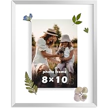 FrameWorks 8x10 Deluxe Silver Aluminum Contemporary Style Floating Picture Frame with Tempered Glass