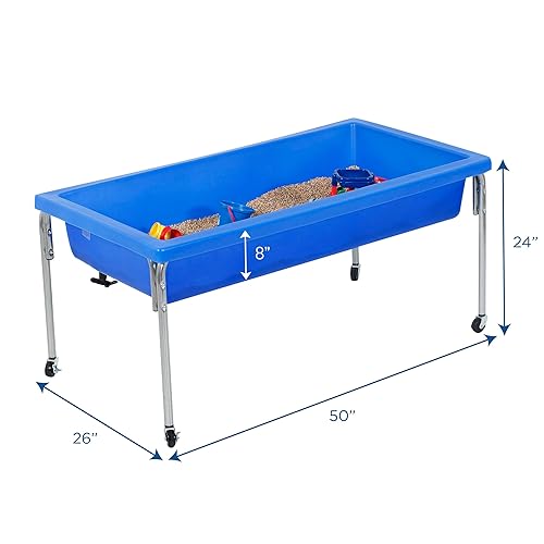 Miniatura 3 de Children's Factory Mesa sensorial grande de 24 pulgadas, caja de arena con tapa, mesa de agua para niños, color azul