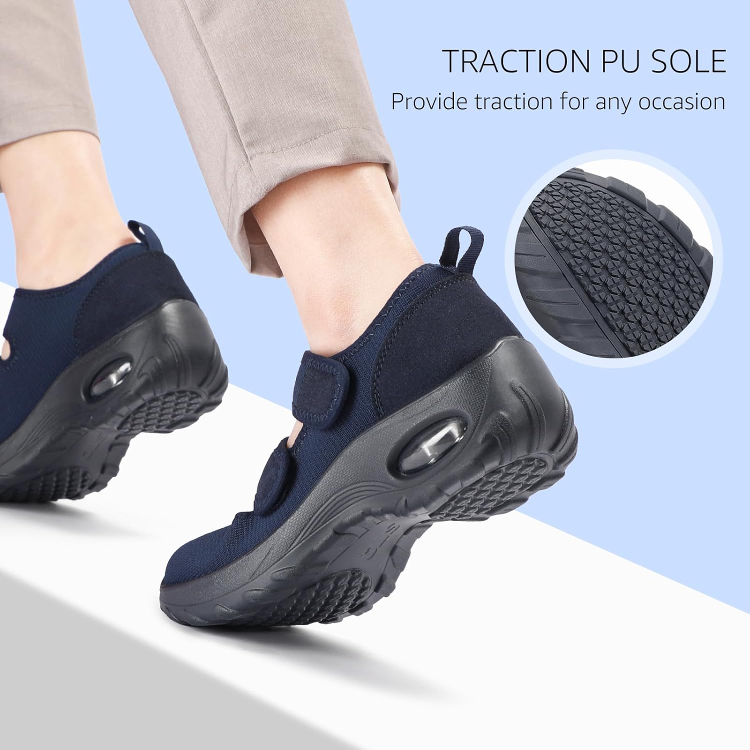 STQ Womens Walking Shoes Non Slip Orthopedic Shoes Adjustable Diabetic Shoes Comfort Mary Jane Shoe - Image 5