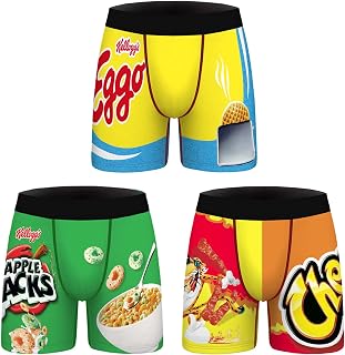 Men's 3 Pack Underwear Boxer Briefs Breathable Boxer Shorts Novelty Briefs Underpants Wide Waistband Underwear for Men