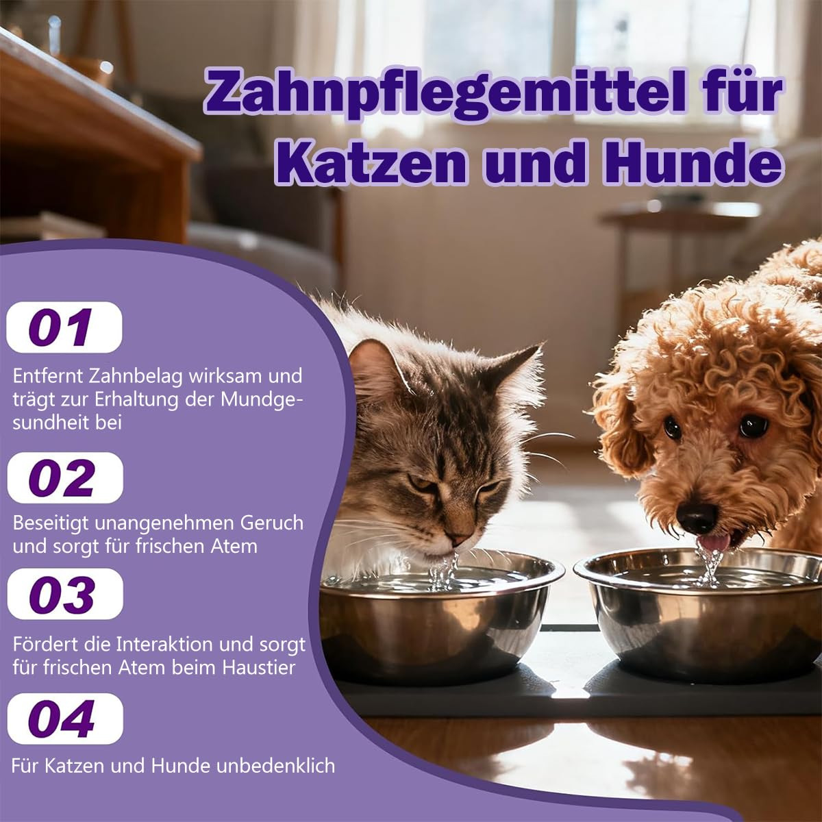 Paw Bright Dental Plus Zahnpflege für Haustiere geruchs und geschmacksneutrale Formel zur Bekämpfung von Zahnstein fördert gesundes Zahnfleisch und erfrischt den Atem (200ml*3)