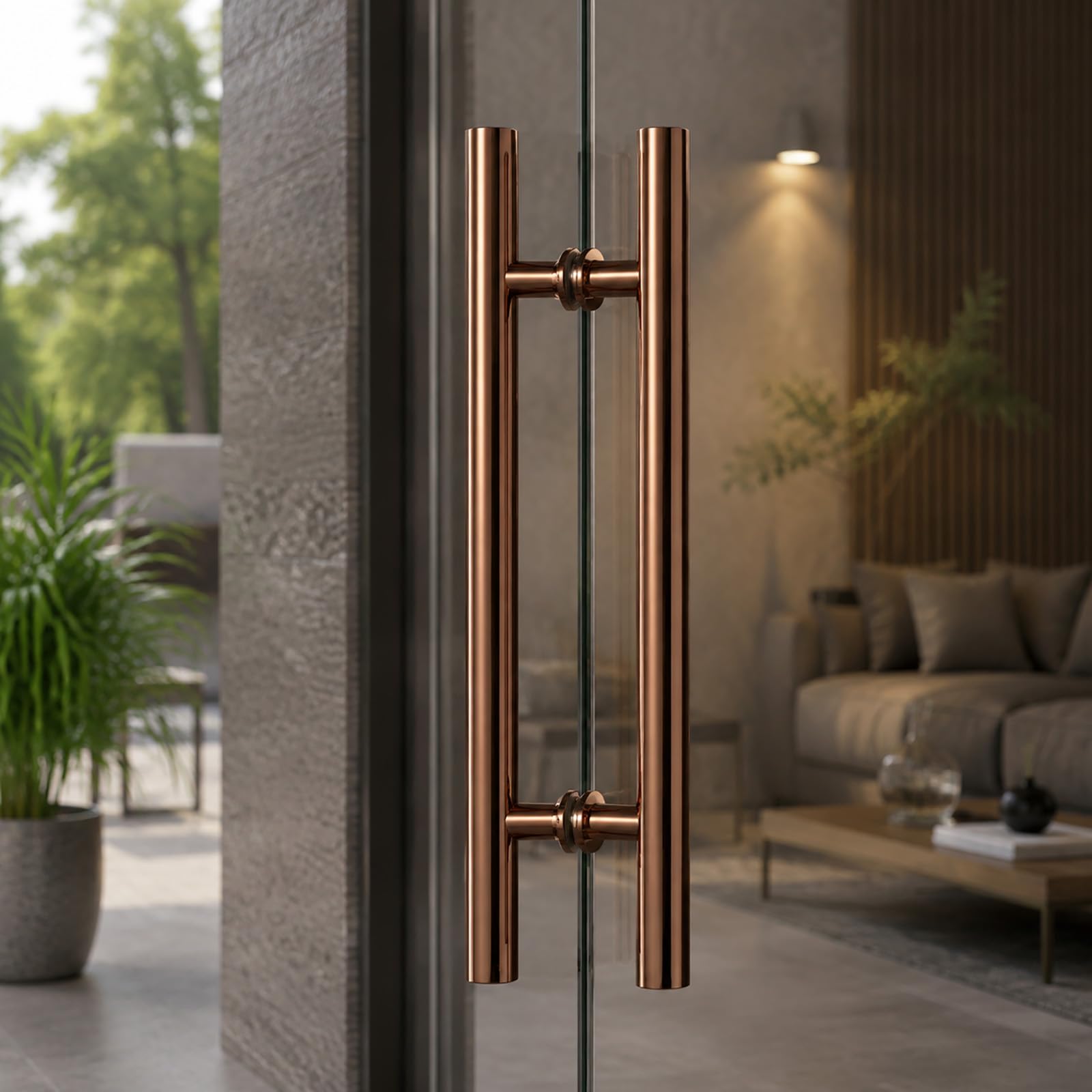 304 Stainless Steel Door Pull Handle, Heavy Duty Push Pull Bar for Glass Doors, Modern Commercial Entry Door Handle for Offices, Restaurants, Storefronts & Sliding Doors Rose Gold 1200mm (900mm CTC)
