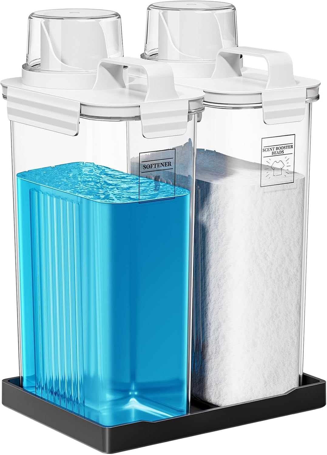 94oz Laundry Detergent Dispenser Container,Soap Dispenser,Black Tray,2 Pack