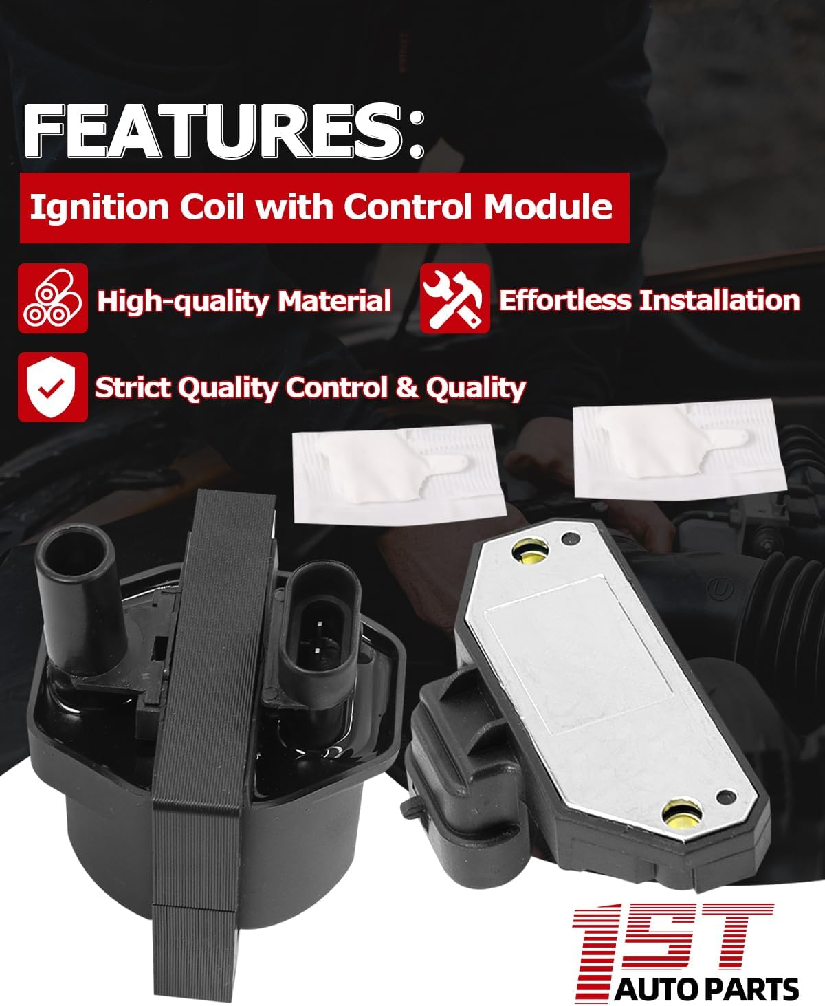 1ST Ignition Coil Ignition Control Module Kit for Chevrolet, for GMC, for Cadillac, for Pontiac, for Isuzu, for Buick, 1996-2007. Replaces OE: 10489421 + 10482803