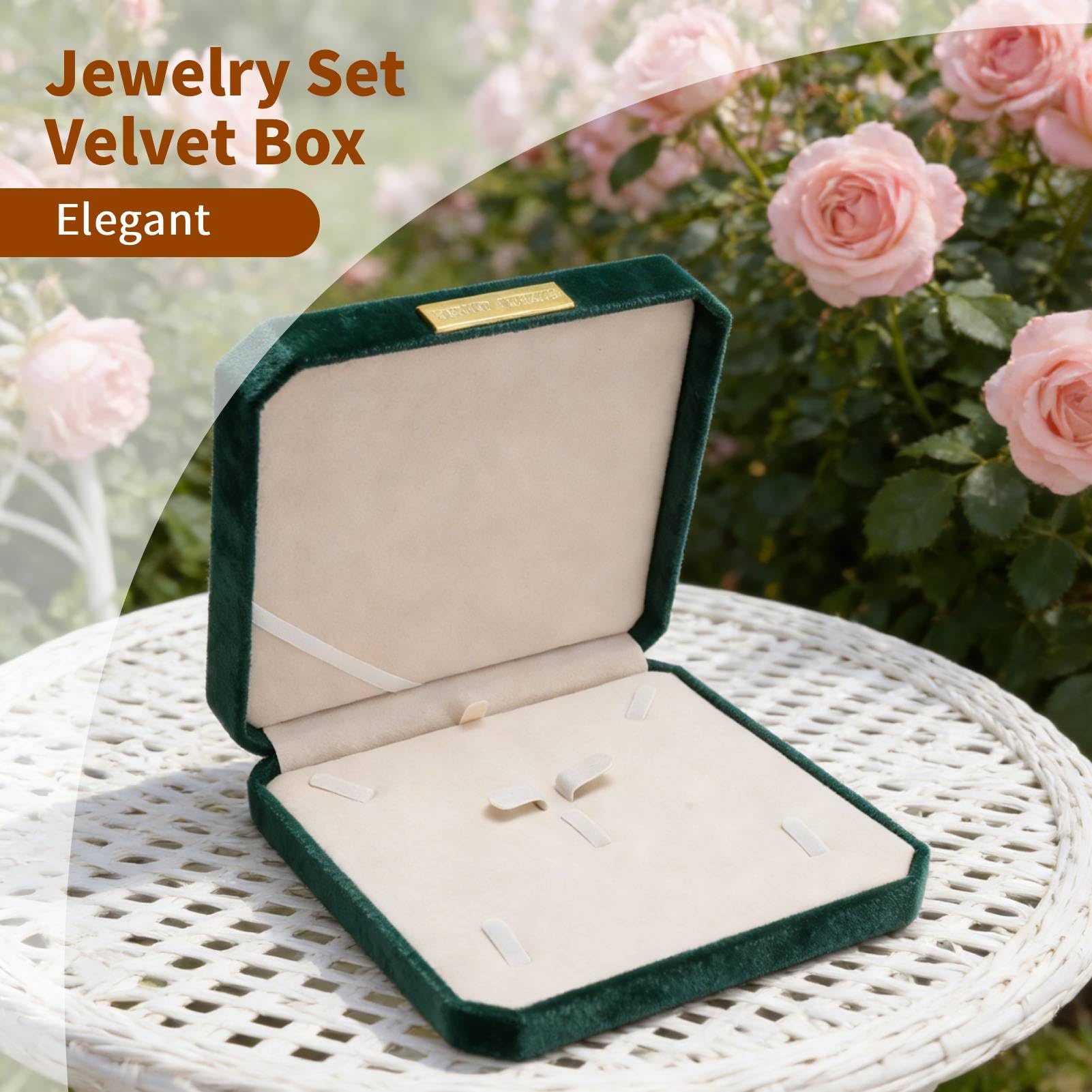 Conjunto De Joyería Caja De Terciopelo, Anillo, Pendientes, Collar, Caja De Regalo, Caja De Regalo Colgante, Soporte De Almacenamiento De Joyería, Organizador De Joyería Grande, Caja De Almacenamiento