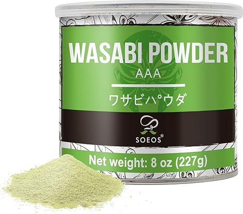 Soeos Wasabi en polvo de 8 oz (227 g), polvo de wasabi premium para sushi y sashimi