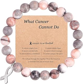 Breast Cancer Awareness Bracelets, Breast Cancer Gifts for Women, Natural Stone Beaded Breast Cancer Bracelets, Inspirational Bracelets Gifts for Women Girls Best Friend Sister…
