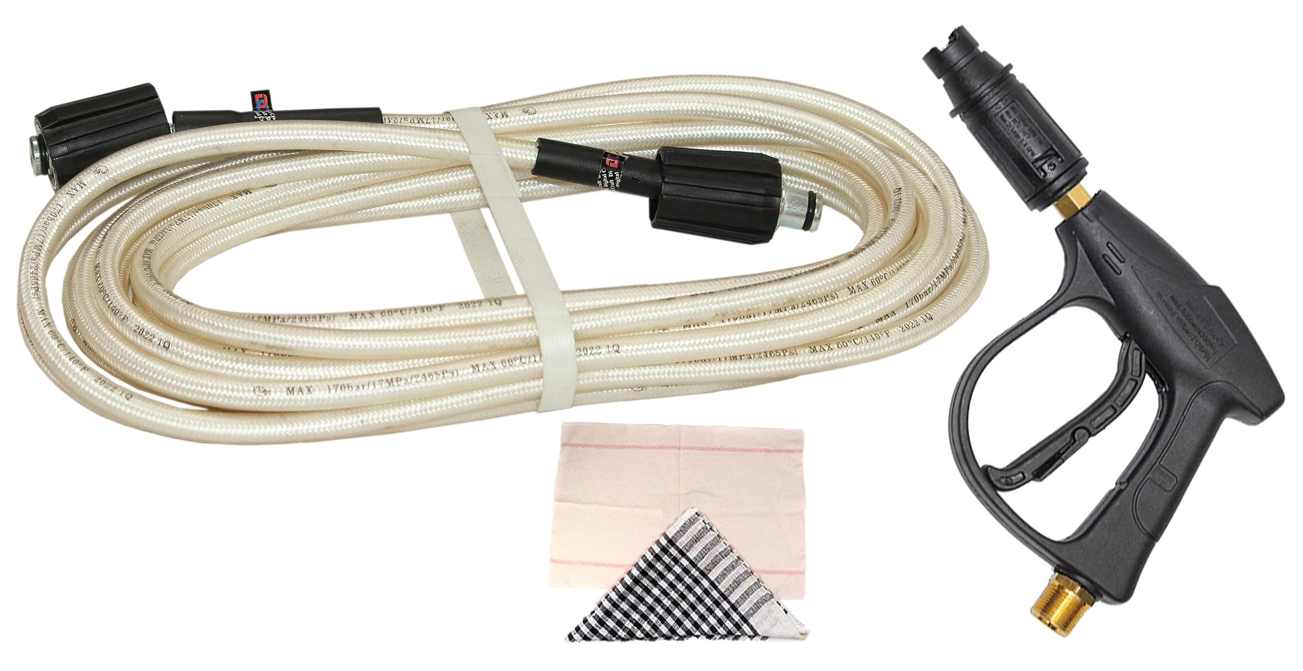 Digital Craft Pressure Washer Hose Pipe 170Bar 2465PSI, M22*1.5 * 14mm High Pressure Washer Hose Spray Water Pressure Washer Pipe 8MTR,Dusting Cloth & Floor Mop,Pressure Washer Gun