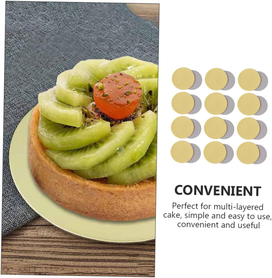 Cabilock 12pcs Gold Cake Boards 10inch 7mm Thick Multi-Tiered Cake Drums Food-Grade Paper Base for and Pastries