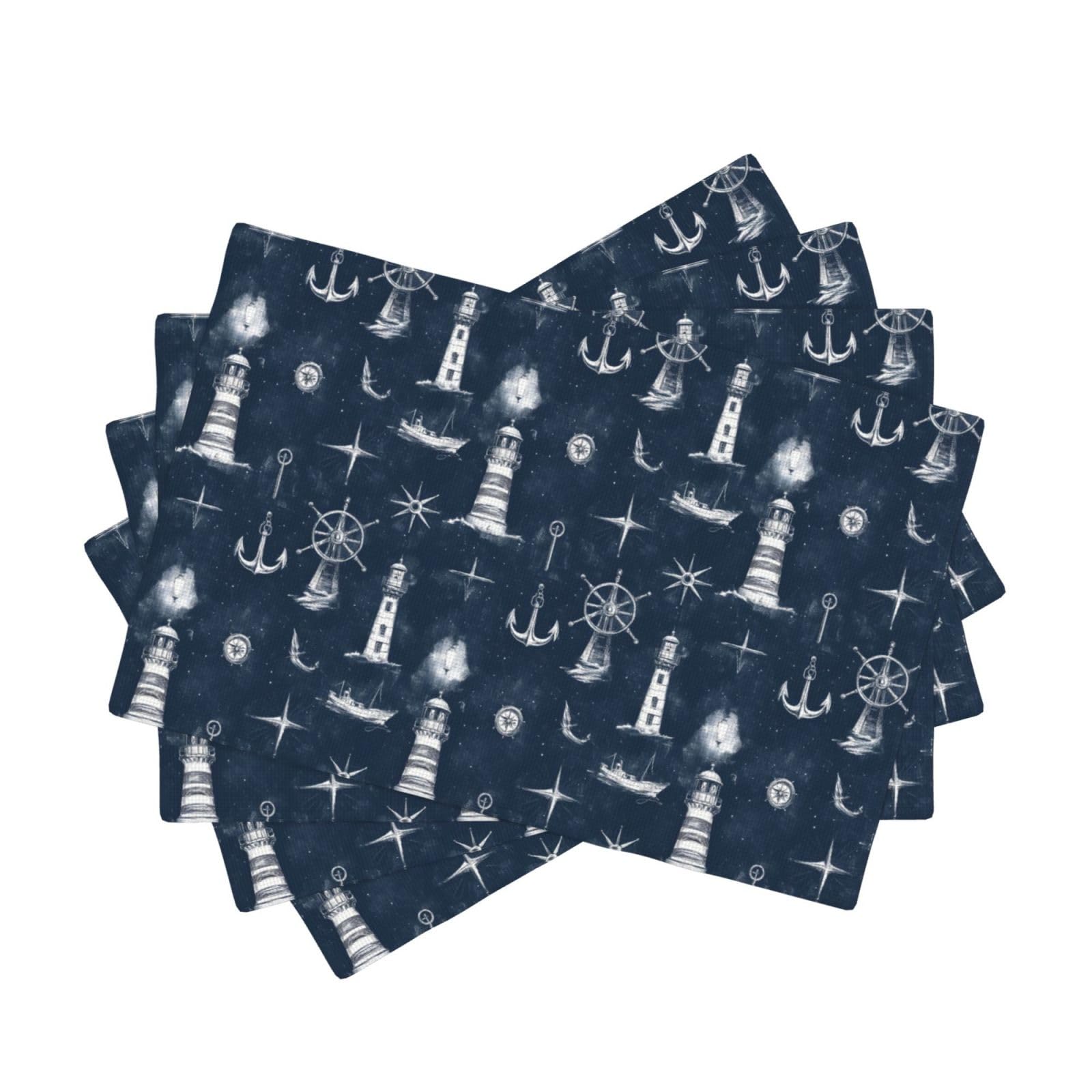 Sets de table en faux lin résistants à la chaleur lot de 4 bleu marine