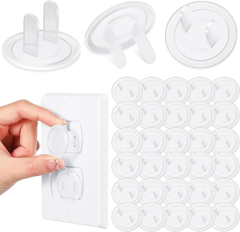 Thyle 50 Pcs Clear Outlet Covers Baby Proof for Electrical Outlets Bulk | Bulk Child Electrical Outlets Covers, Easy Install Socket Sturdy Safe Secure, Baby Proofing Kit for Home Office Accessories