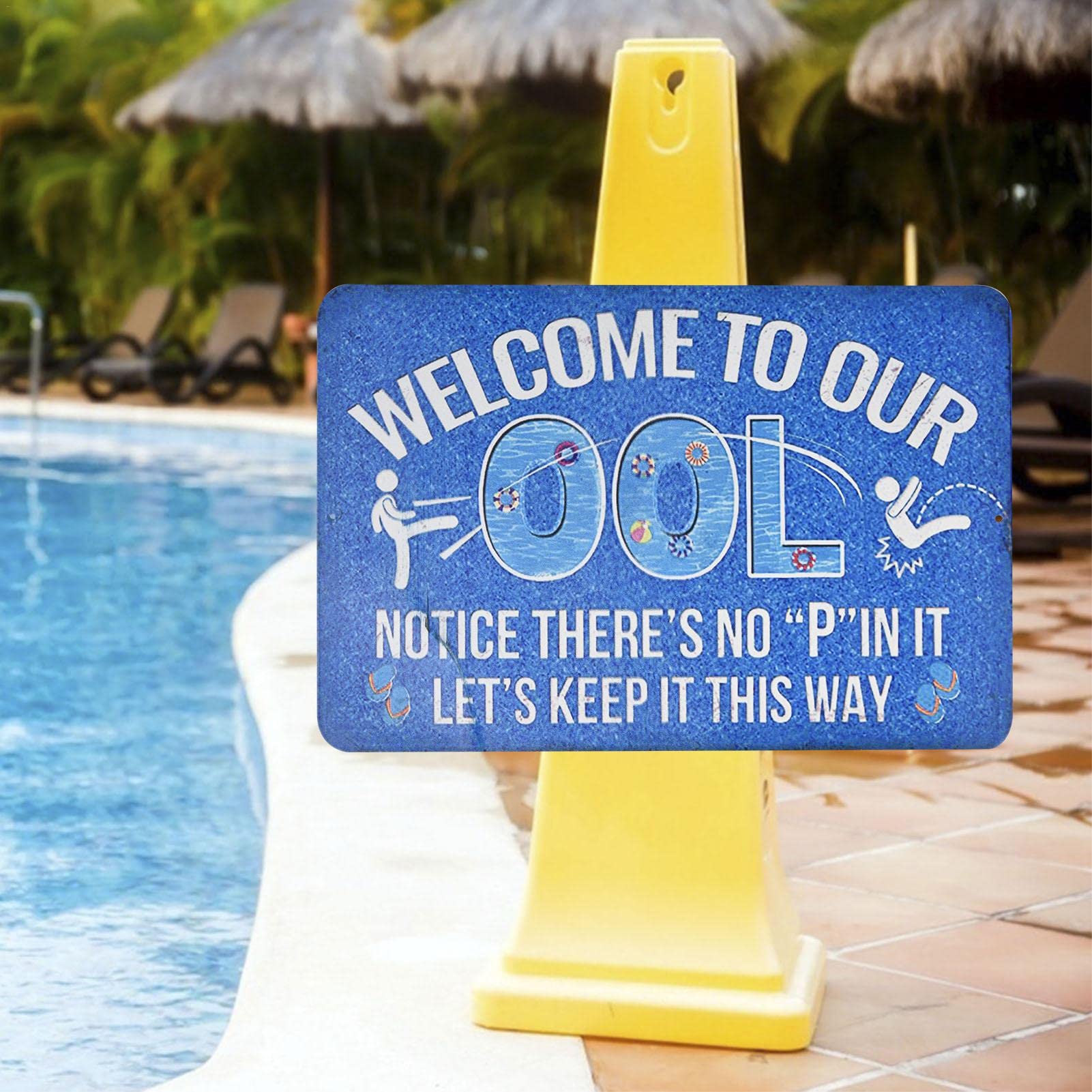 Panneau Avertissement Piscine En Aluminium - Règles Sécurité Et Décoration Rétro 30x20cm
