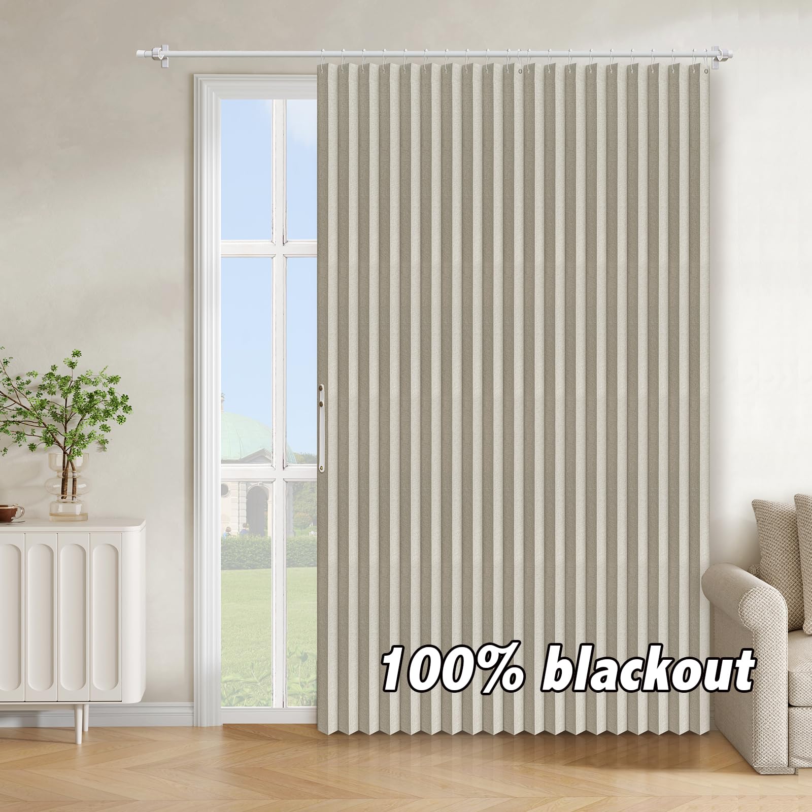 Ajazz Blackout Accordion Door Curtain Cream White