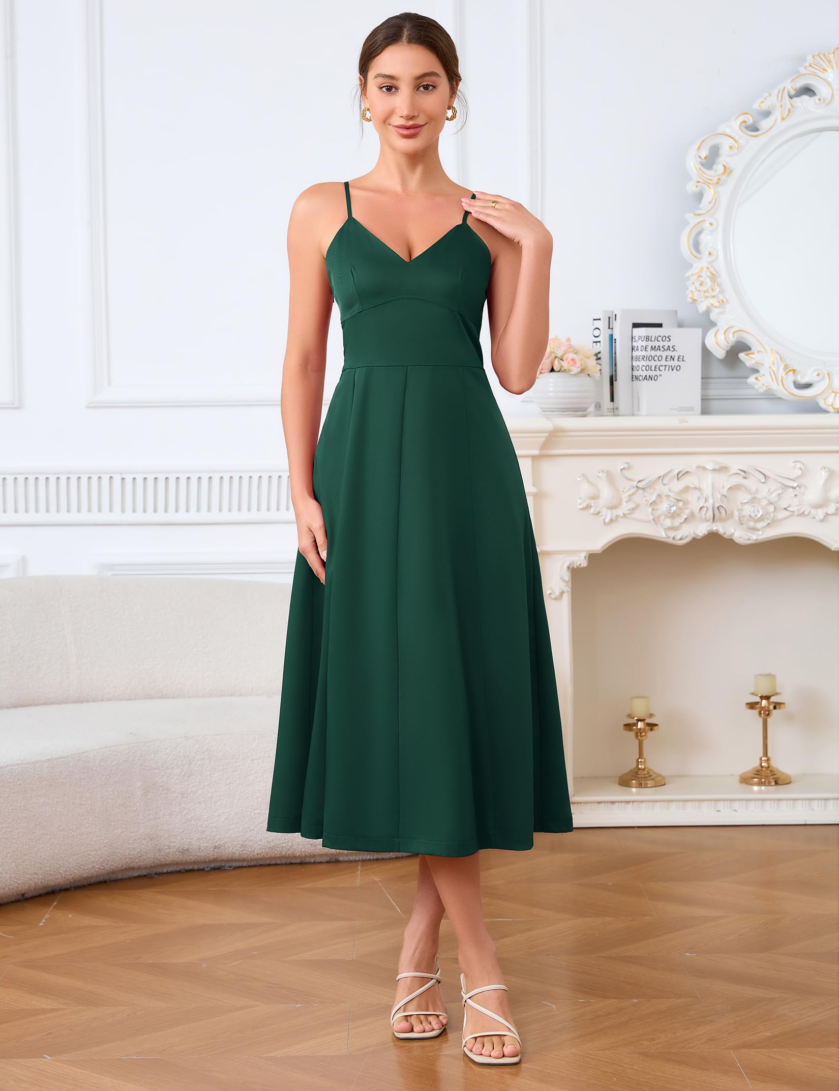 Partykleid v-Ausschnitt Träger Cocktailkleid Für Damen - Festliches Midikleid Für Hochzeiten, Partys Und Besondere Anlässe