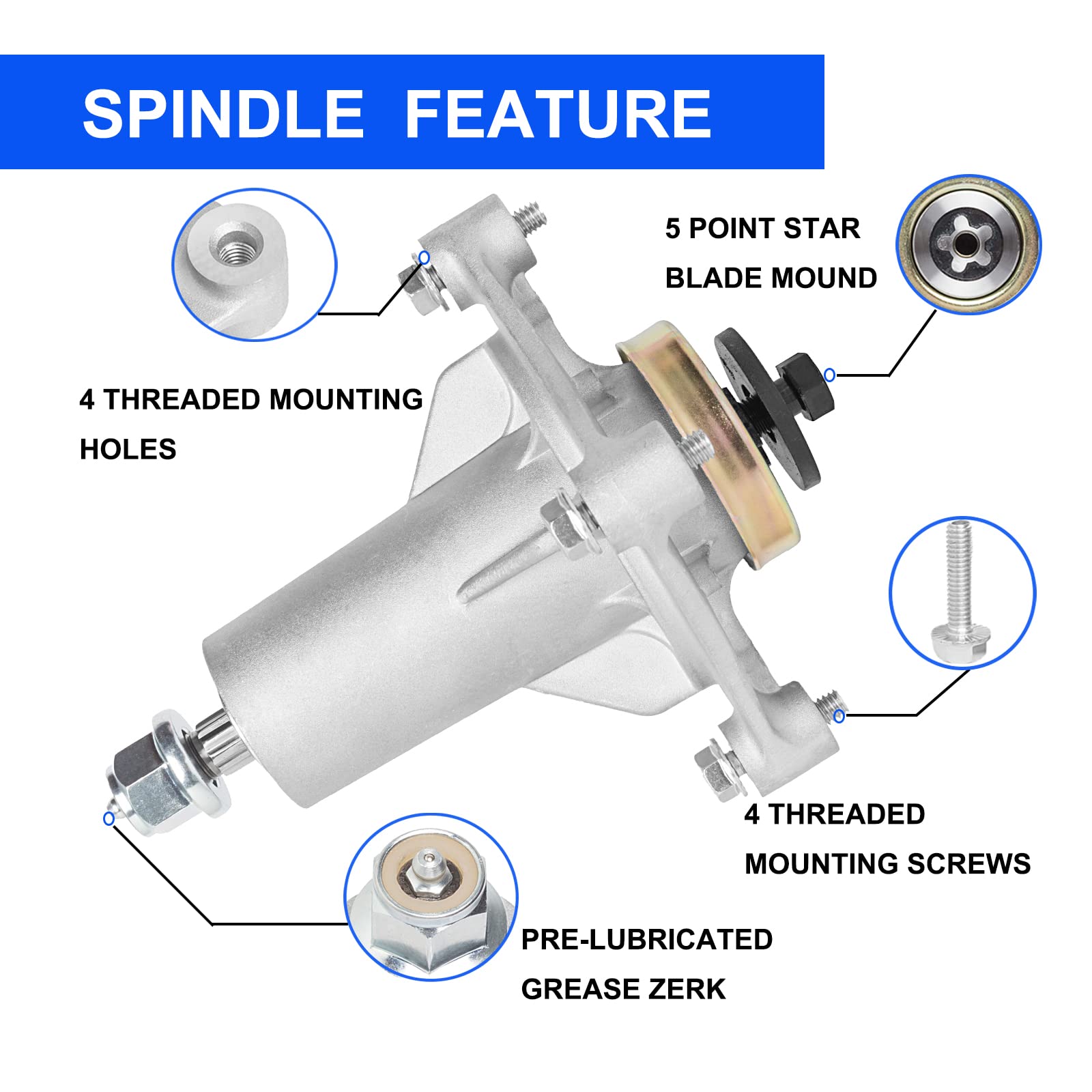 UPOW 187292 Spindelmontage Für Husqvarna & Craftsman – Ersatzteil Für Mähdecke 106,7-137,2 Cm, Robust & Einfach Einzubauen