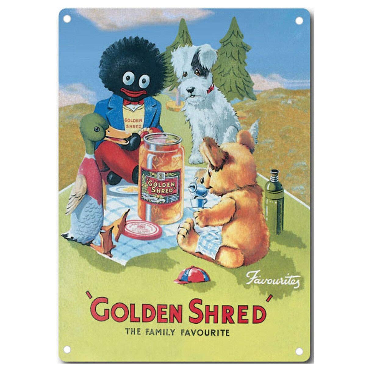 Kueprae A918 Vintage Metal Sign Tin Sign Golden Shred Funny Animals Home Bar Club Pub Wall Decor Signs 12X8inch