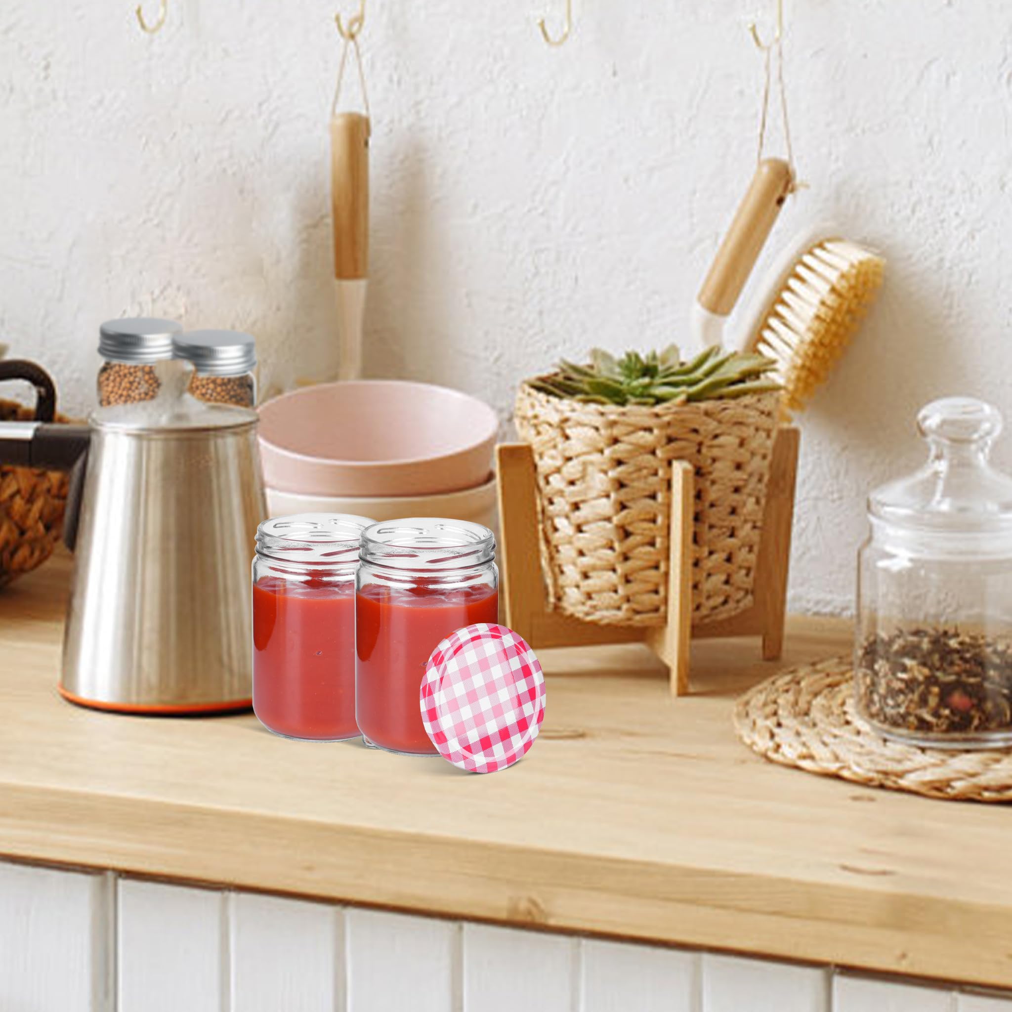 YRHome 350 ml słoiki na dżem z czerwoną zakrętką, 36 szt. słoików na przetwory