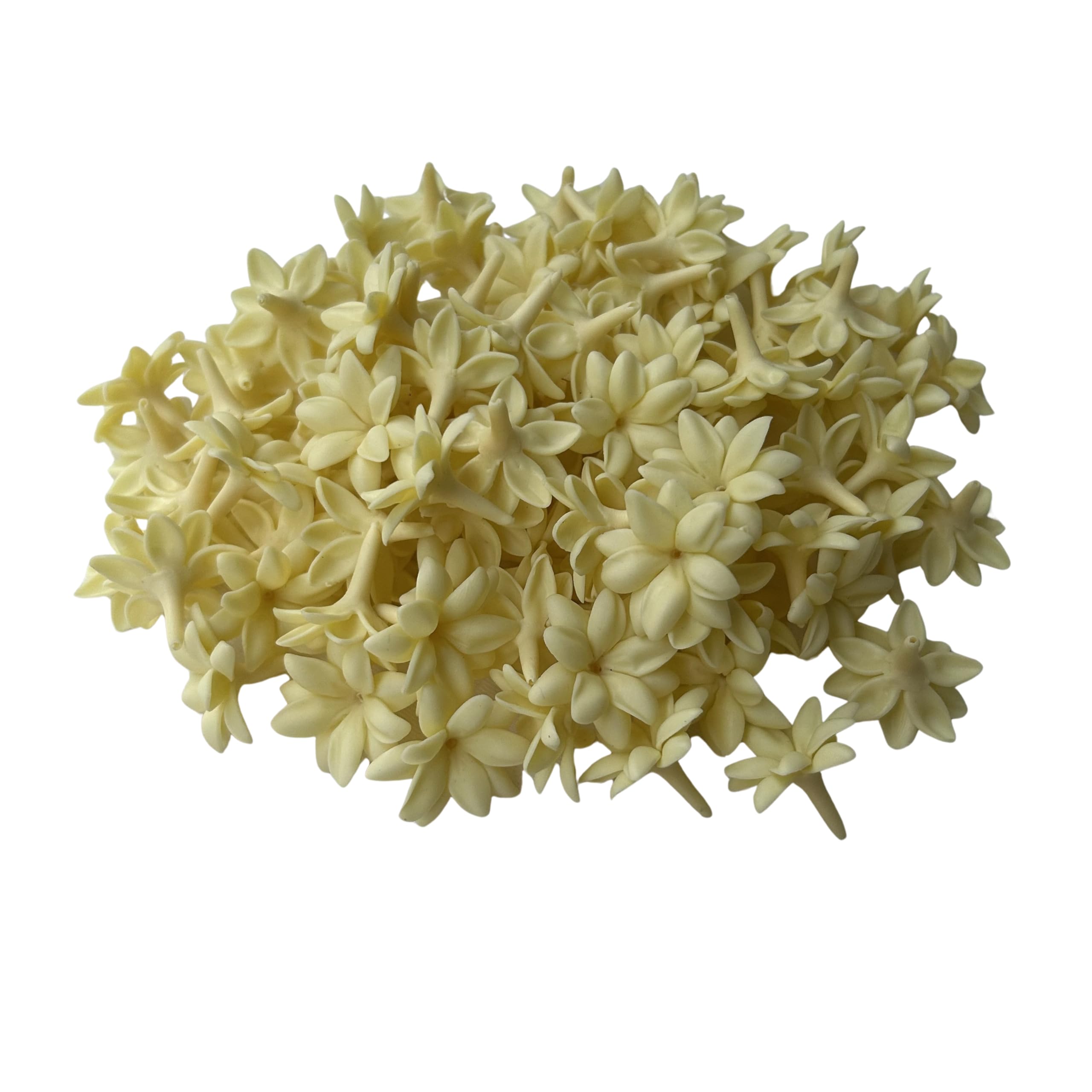 Photo 1 of 100 PCS Mini Jasmine Pikake Flower Clay Beads for Jewelry Making DIY Craft Supplies (Light Yellow)