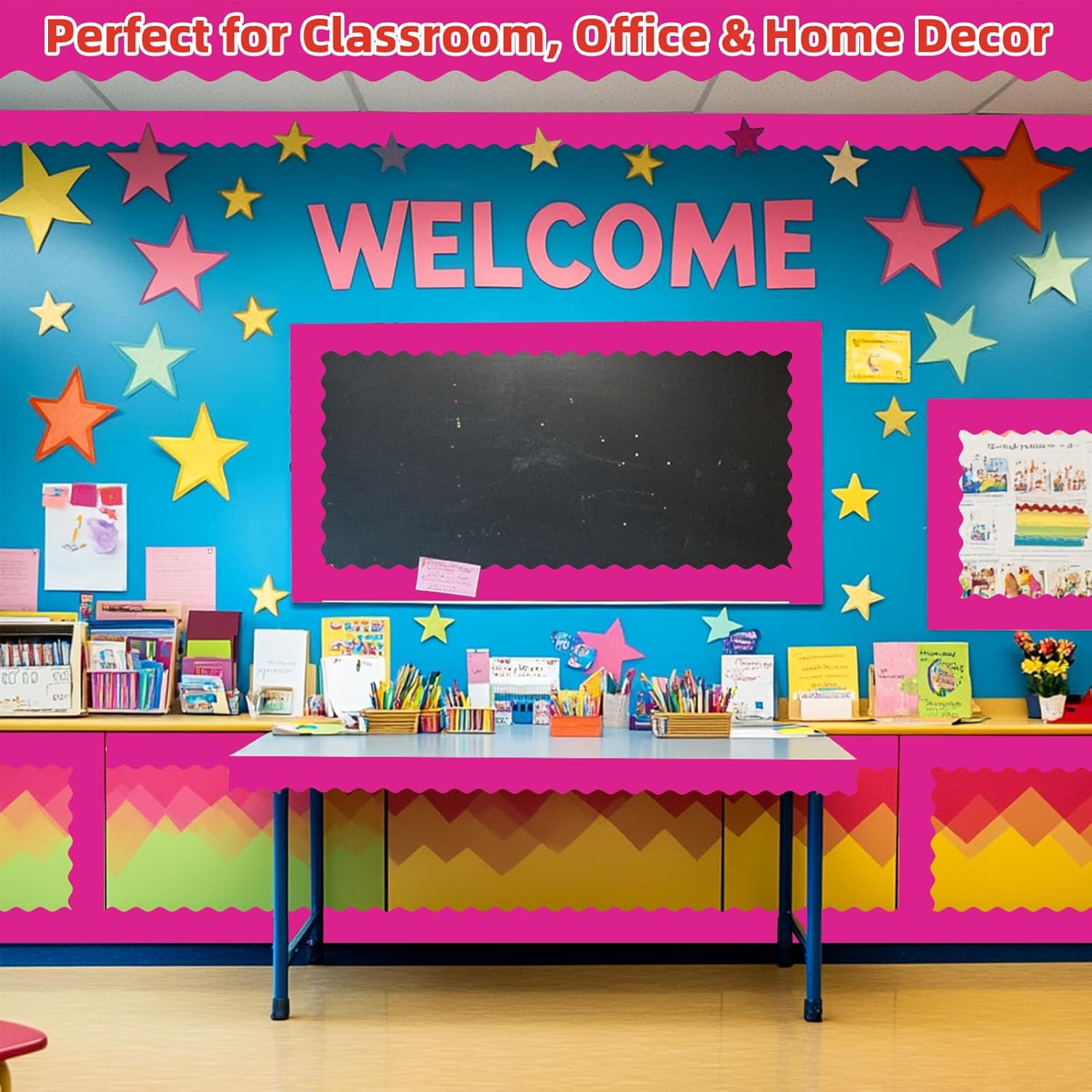 Bulletin Board Borders - 30 Rolls 984 Ft Rose Red Scalloped Border for Bulletin Board Trim - Teacher Borders Decorations for Classroom, School, Poster, Home, Office Decor