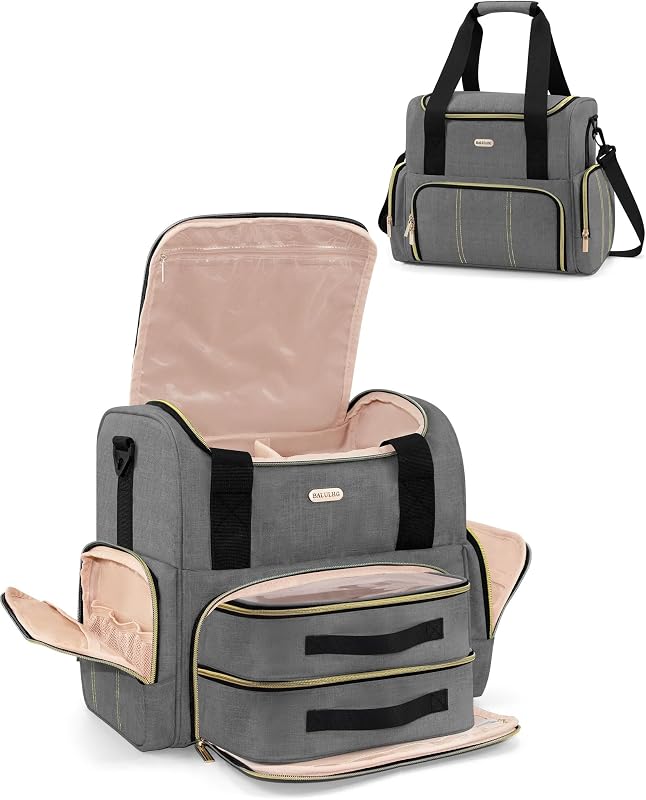 Necessaire de viagem BALULHG com 2 estojos removíveis e vários compartimentos, BAL-046