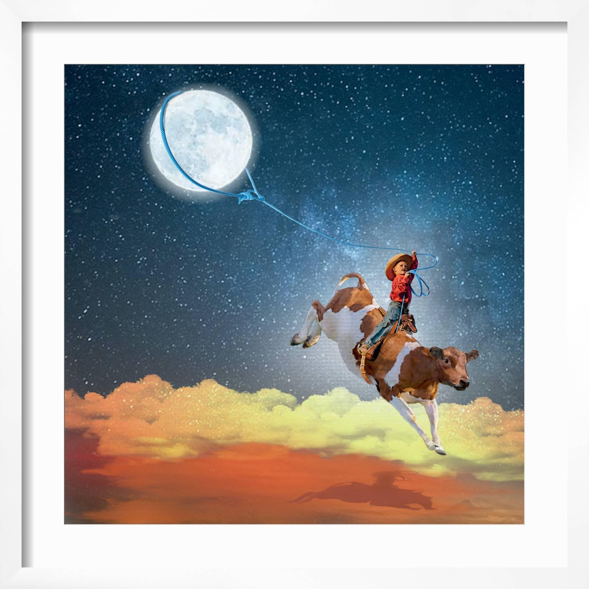 Felix Hernandez 3 Moons アートプリント Amazon.com: ART.COM Wall Art Print Lasso the Moon on White Frame