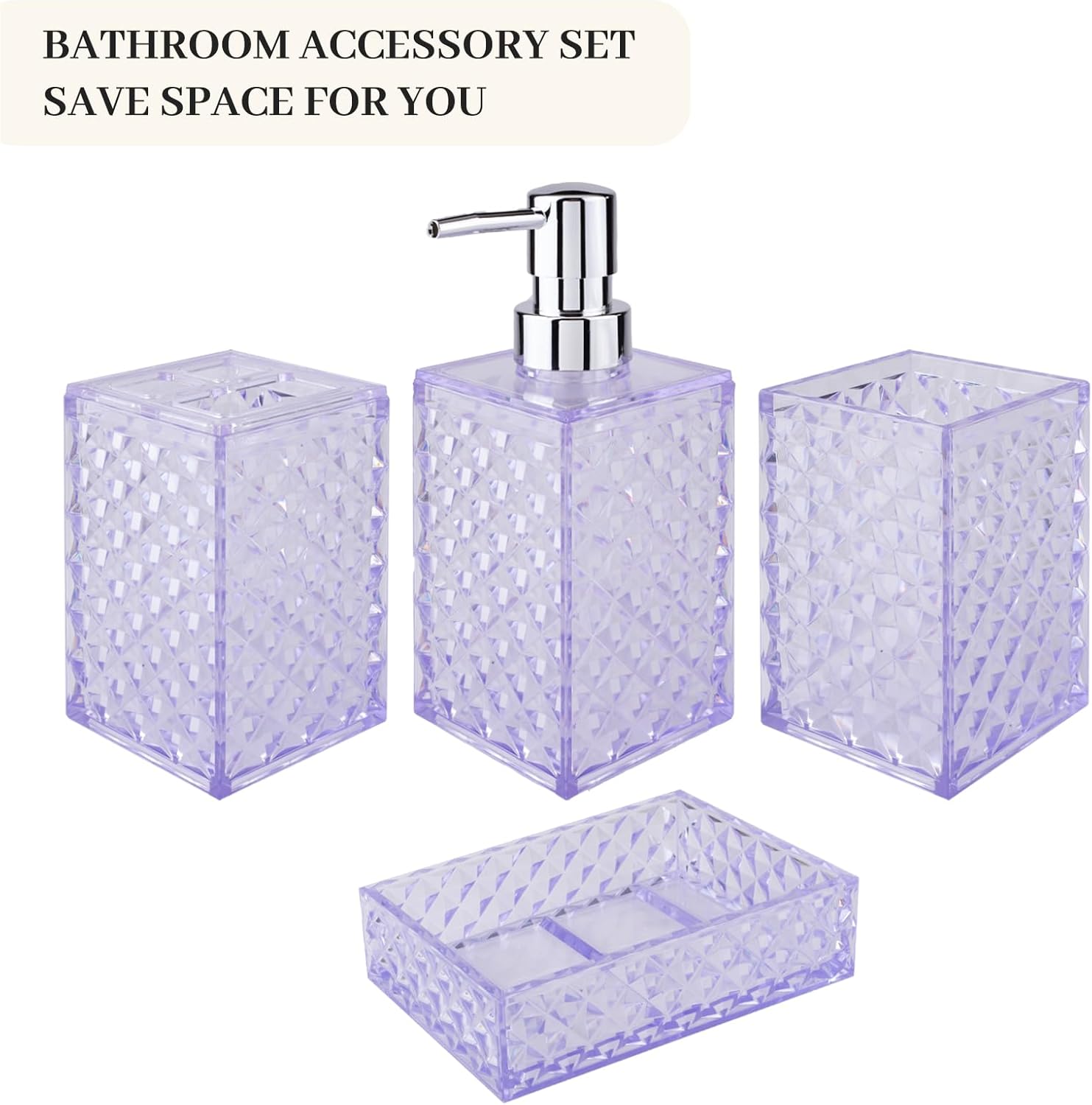 Bathroom Accory Set, Plastic Bathroom Set Include Soap Dispenser, Soap