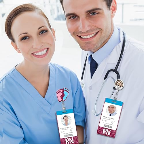 Miniatura 6 de Plifal RN Badge Buddy - Tarjetero para enfermera, accesorios de enfermería, enfermera, registrada, con purpurina, rosa, identificación vertical,