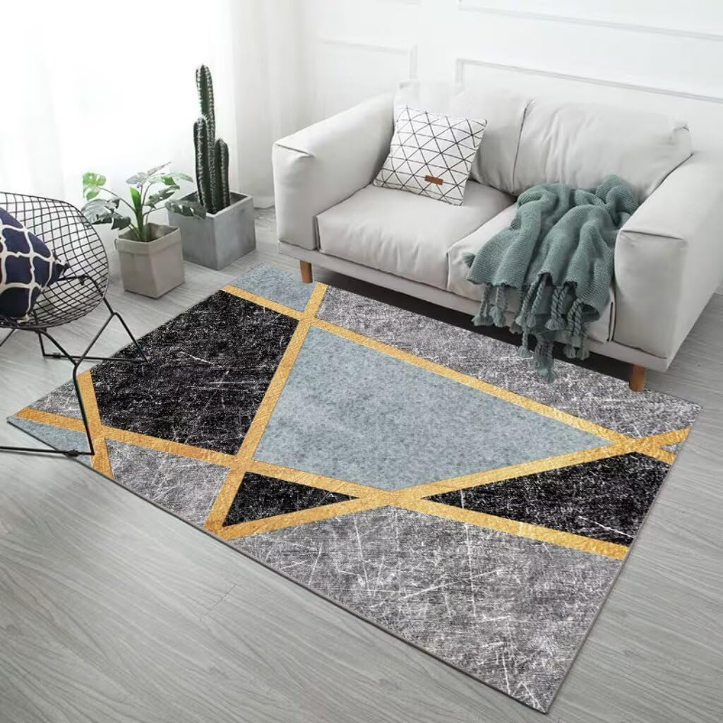 Tapis de salon moderne gris 160x230 cm lavable pour cuisine et chambre